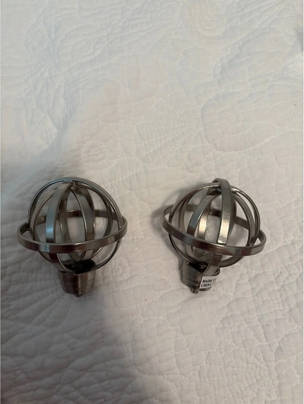 NIB Pottery Barn Kids - Metal Orb Finials - Brushed Nickel - Set of 2 - NEW